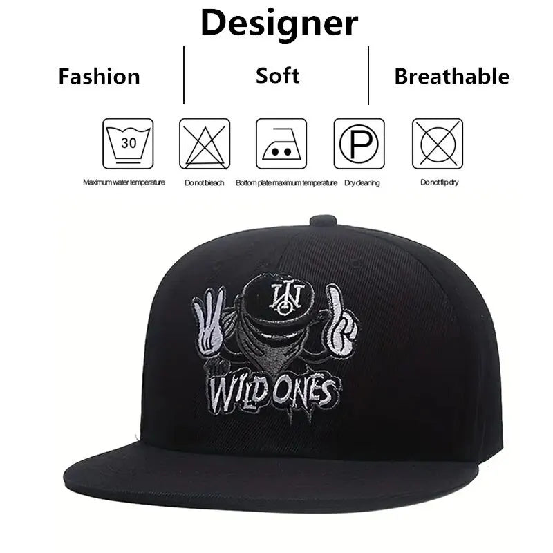 Ninja Letter Embroidered Adjustable Hip Hop Snapback Cap