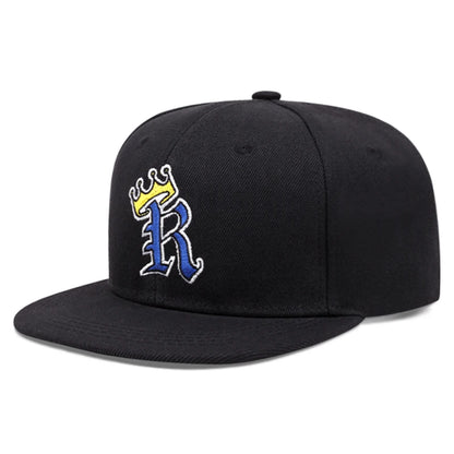 R Crown Embroidered Hip-Hop Skateboarding Snapback Cap