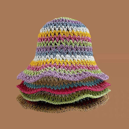 Summer Rainbow Crochet Foldable Beach Bucket Hat