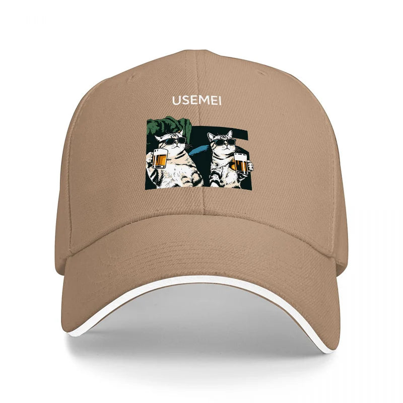 Usemei Cats Drinking Beer Baseball Cap