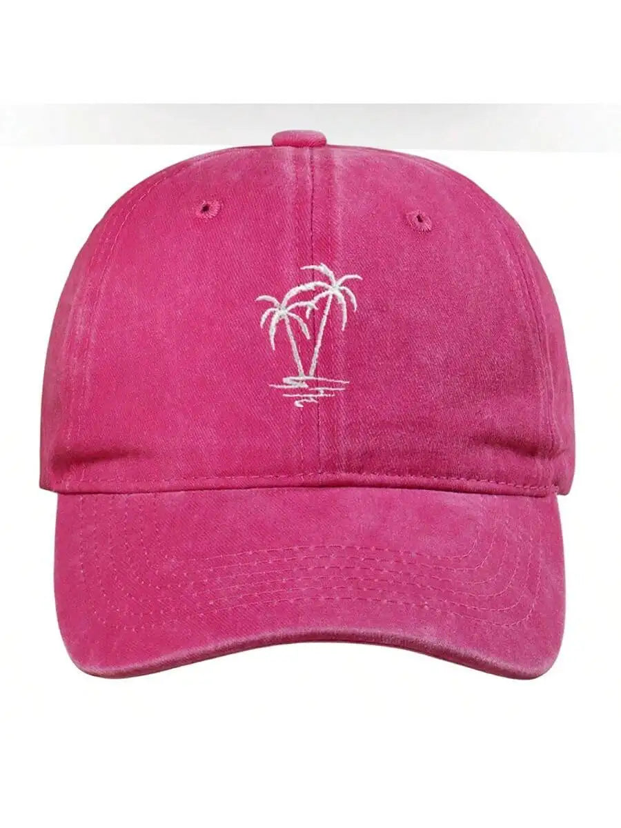 New Fashion Unisex Washed Cotton Cap Coconut Tree