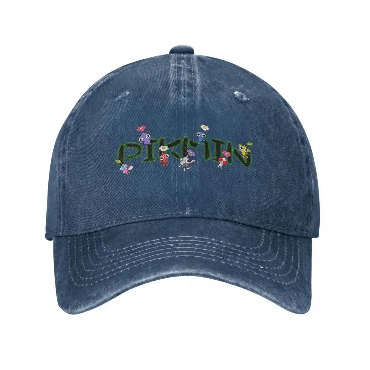 Retro Pikmin Family Fun Distressed Washed Denim Baseball Cap