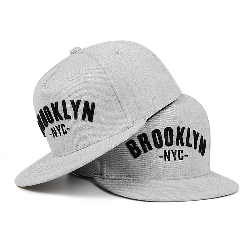 Brooklyn Letter Embroidered Cotton Snapback Cap