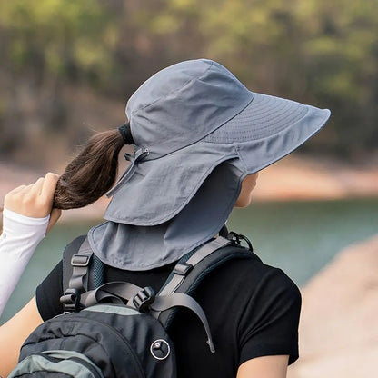 Wide Brim UV Protection Bonnet Bucket Hat