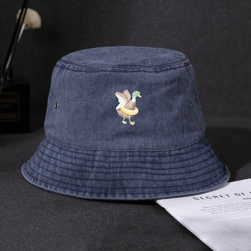 Vintage Graffiti Duck Print Bucket Hat