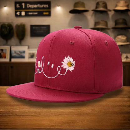 Daisy Flower Smile Snapback Cap