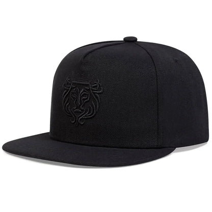 Men Women Lion Embroidered Snapback Cap