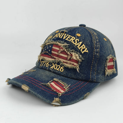 Retro Washed Distressed Cotton Peaked Cap Printed Embroidered