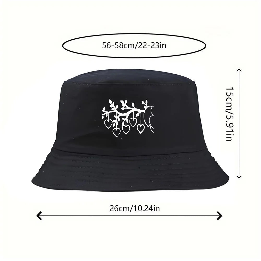Y2K Vintage Heart Print Cotton Bucket Hat