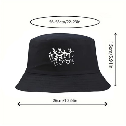 Y2K Vintage Heart Print Cotton Bucket Hat