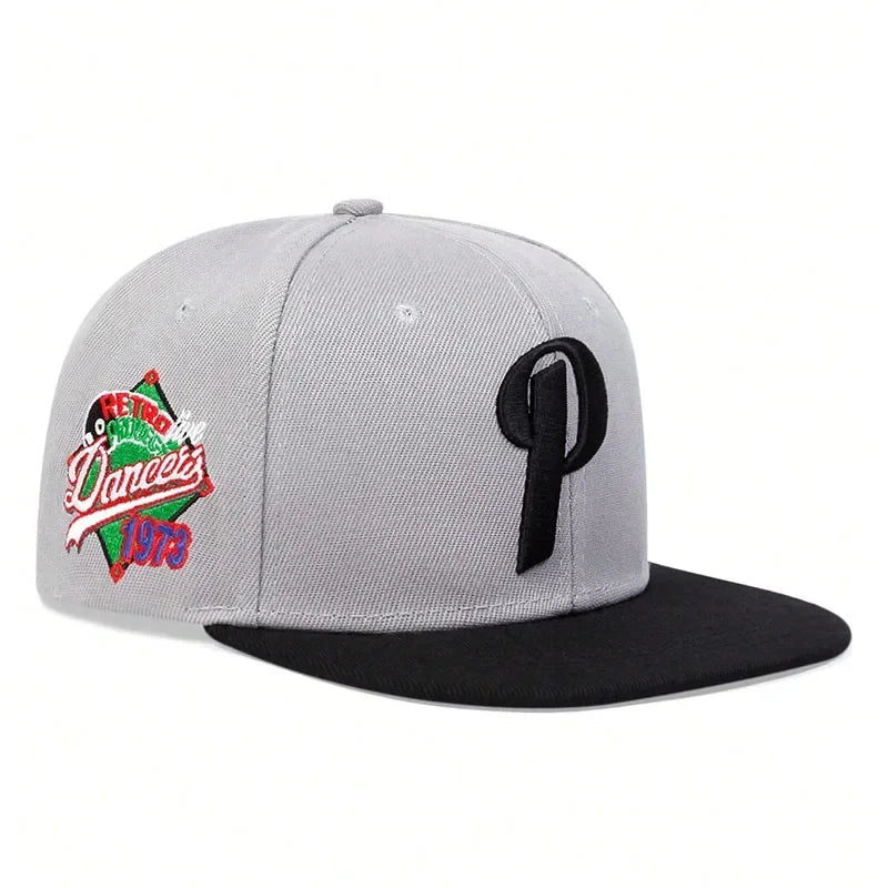 Unisex P Letter Embroidered Snapback Cap