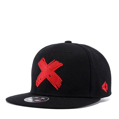 Unisex Simple X Letter Embroidered Snapback Cap