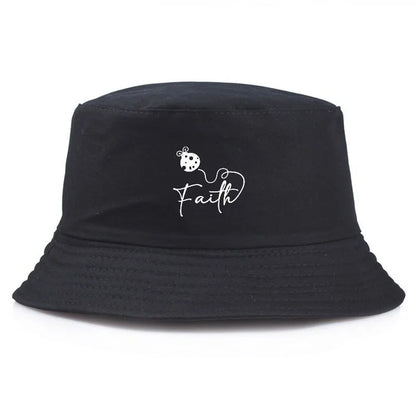 Ladybug Faith Print Vintage Cotton Bucket Hat