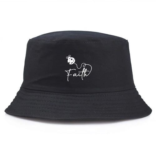 Ladybug Faith Print Vintage Cotton Bucket Hat