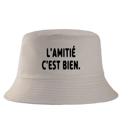 French Letter Print Cotton Bucket Hat Unisex