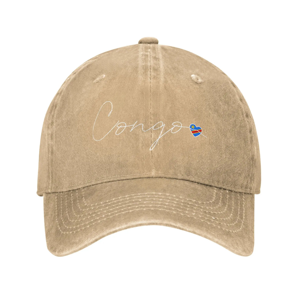 Republic Of The Congo Flag Distressed Denim Baseball Cap