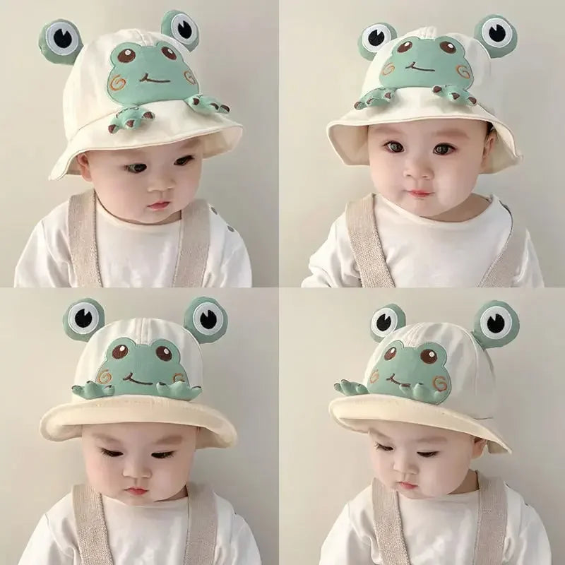 Spring Summer Baby Cartoon Frog Bucket Hat Kids Cute