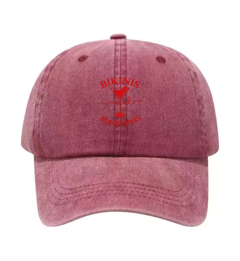 Bikinis Martinis Washed Cotton Baseball Cap