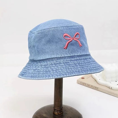 Embroidered Butterfly Denim Bucket Hat