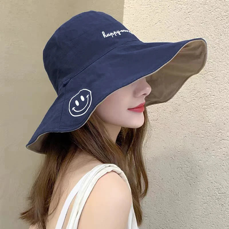 Cotton Wide Brim Korean Style Summer Bucket Hat