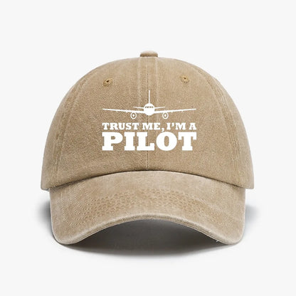 Trust Me Pilot Denim Baseball Cap