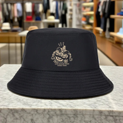 Chinese Tang Lion Dance Pattern Foldable Outdoor Travel Bucket Hat