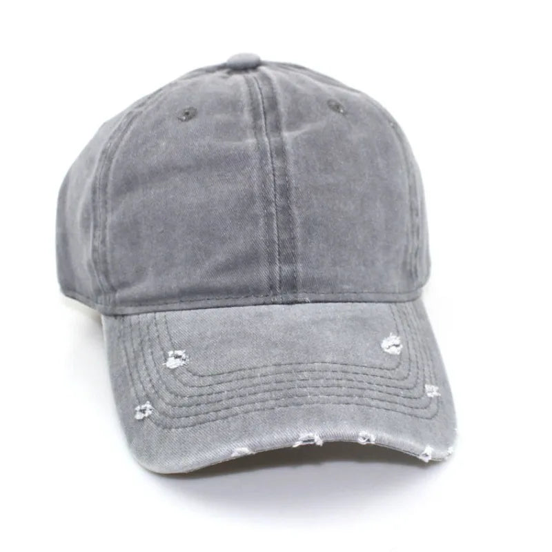 1pc Solid Distressed Perforated Mesh Washed Baseball Cap, Breathable Sun Protection Accessory For Spring And Summer, Adjustable