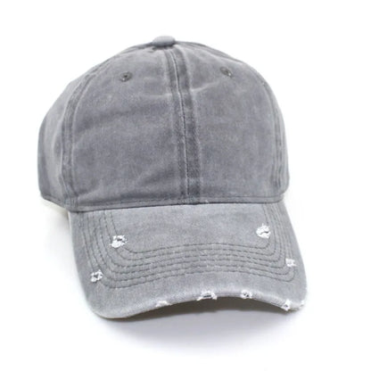 1pc Solid Distressed Perforated Mesh Washed Baseball Cap, Breathable Sun Protection Accessory For Spring And Summer, Adjustable