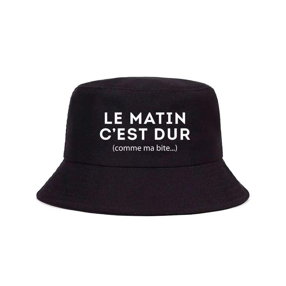 Bob Le Matin C’est Dur Funny Print Bucket Hat