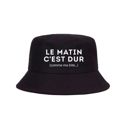 Bob Le Matin C’est Dur Funny Print Bucket Hat