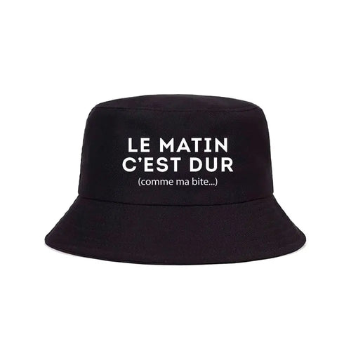 Bob Le Matin C’est Dur Funny Print Bucket Hat