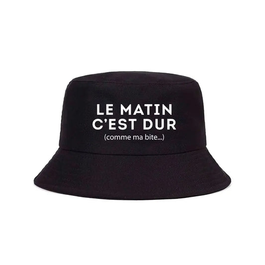 Bob Le Matin C’est Dur Funny Print Bucket Hat