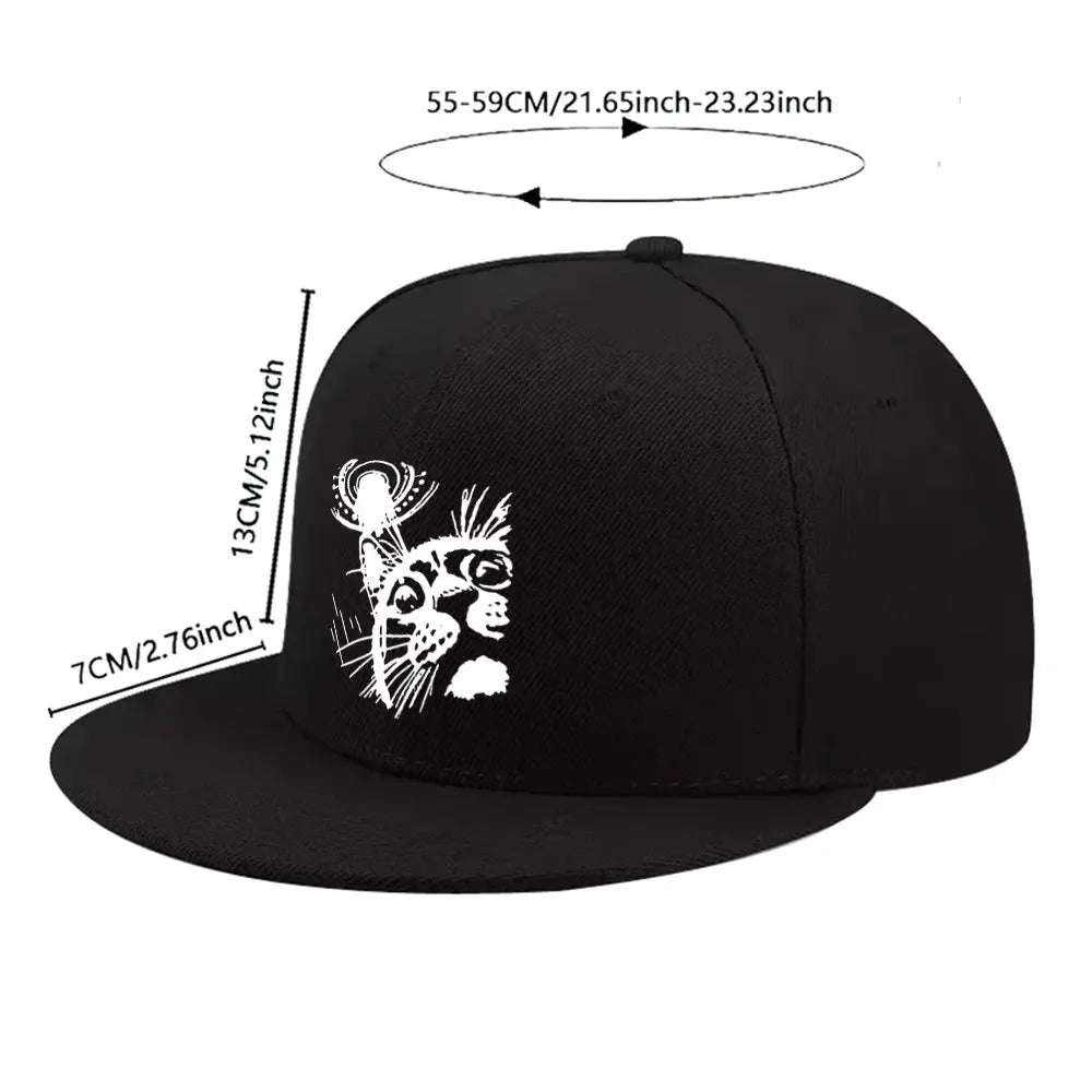 Abstract Cat Face Print Snapback Cap