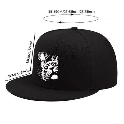 Abstract Cat Face Print Snapback Cap