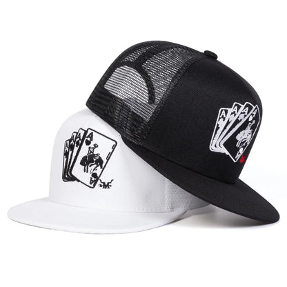 Poker A Embroidery Casual Snapback Cap