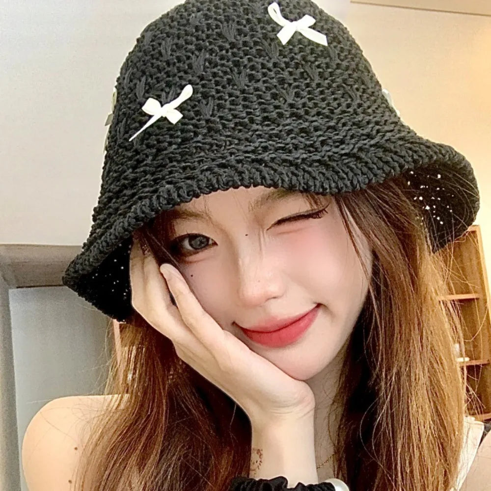 Fashion Mini Bow Beach Bucket Hat