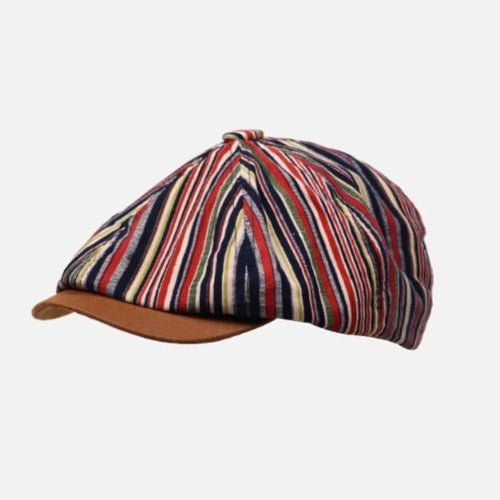 British Striped Painter Hat Retro Red Ombre Newsboy Cap