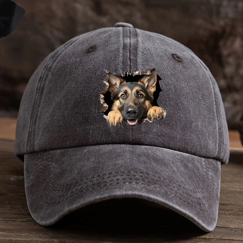 Distressed Wolf Dog Retro Baseball Cap