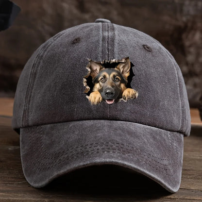Distressed Wolf Dog Retro Baseball Cap