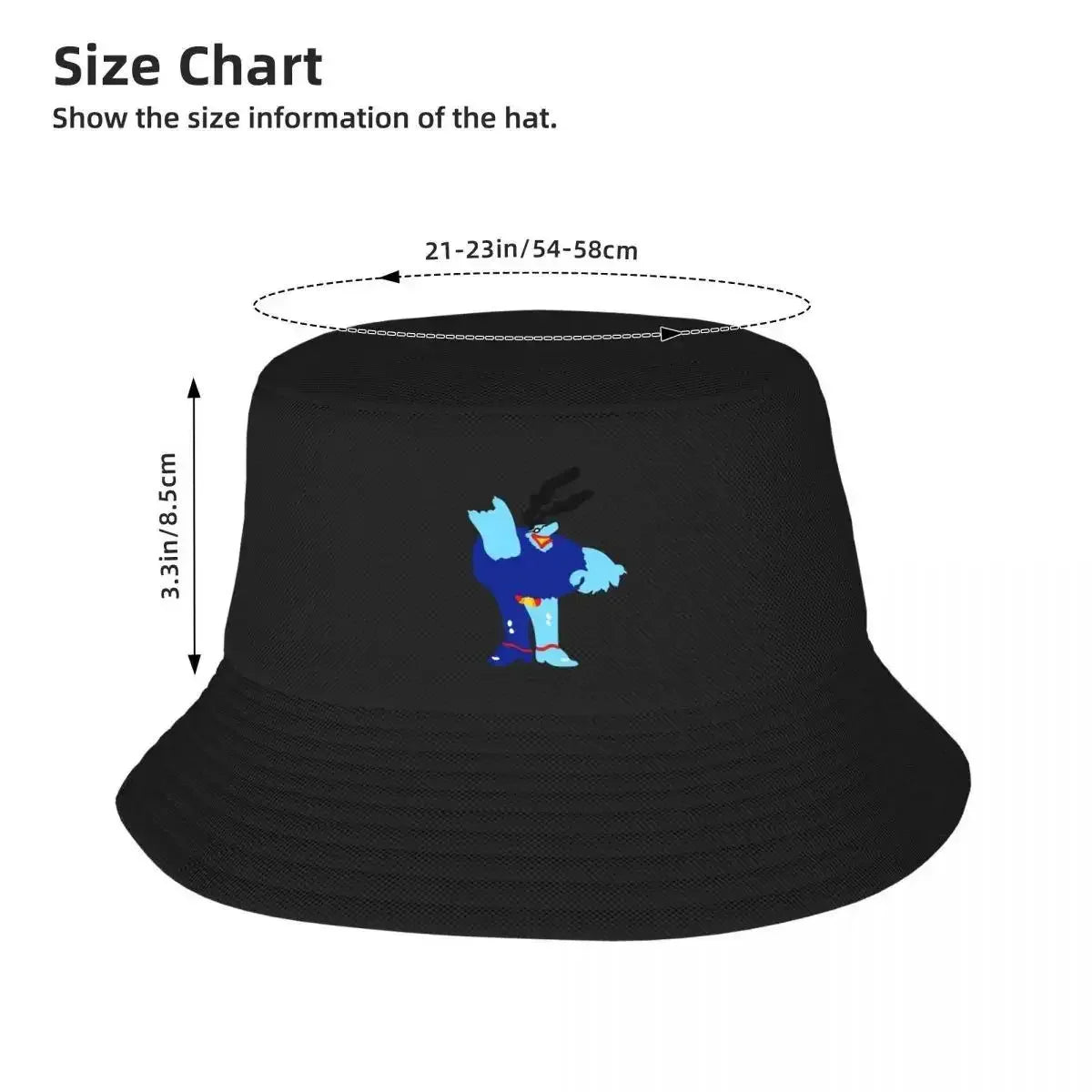 New Minimal Blue Meanie Big Size Bucket Hat