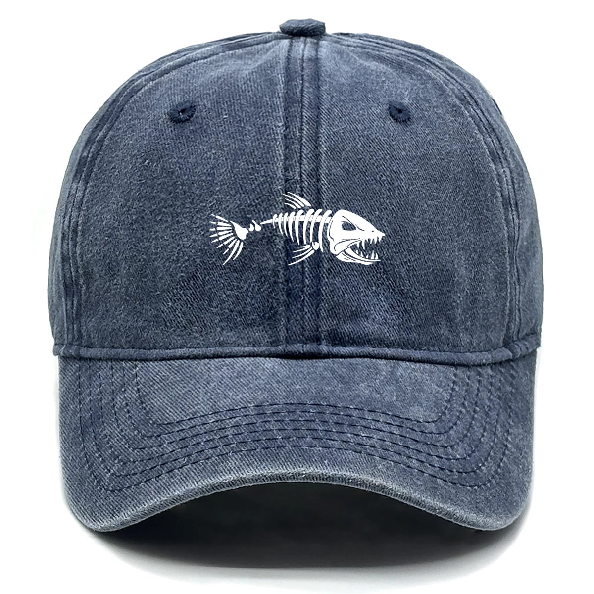 White Fish Bones Distressed Baseball Cap