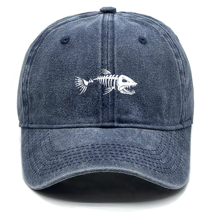 White Fish Bones Distressed Baseball Cap