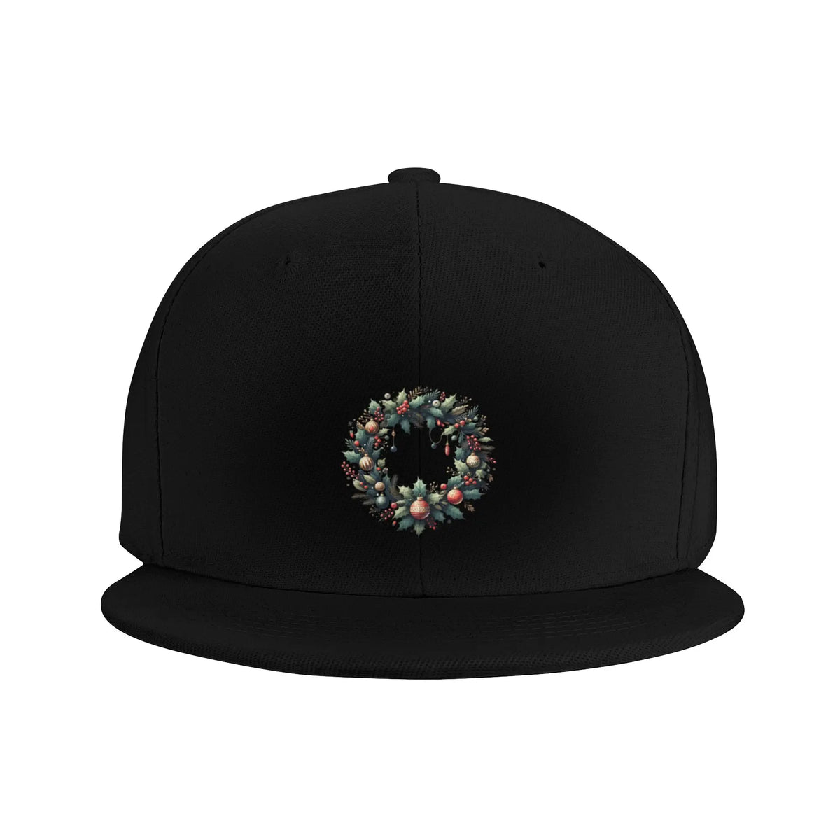 Christmas Wreath Flat Brim Snapback Cap