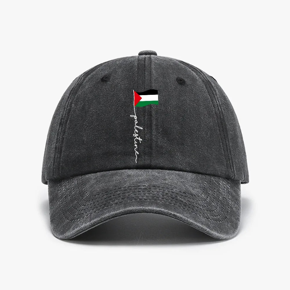 Palestine Flag Print Washed Baseball Cap