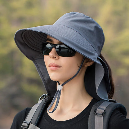 Wide Brim UV Protection Bonnet Bucket Hat