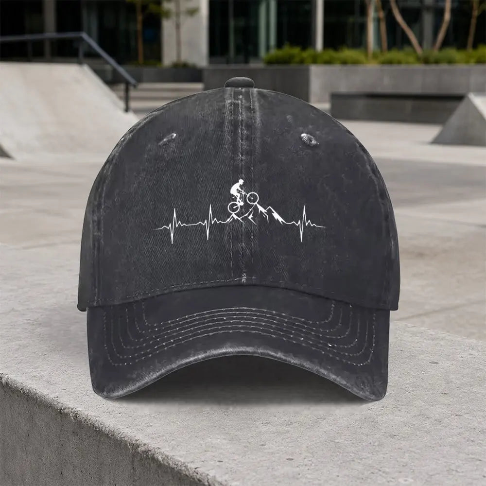 Vintage Mountain Bike Heartbeat Baseball Cap