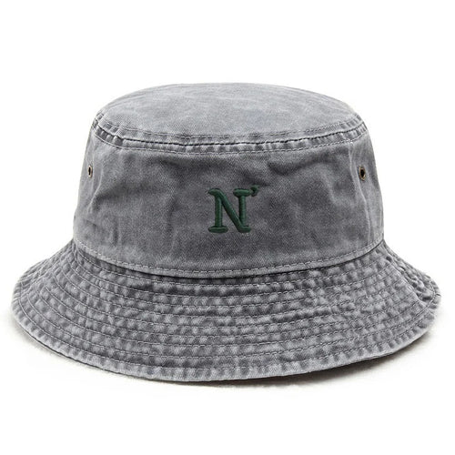 N Letter Washed Cotton Bucket Hat For Men Women