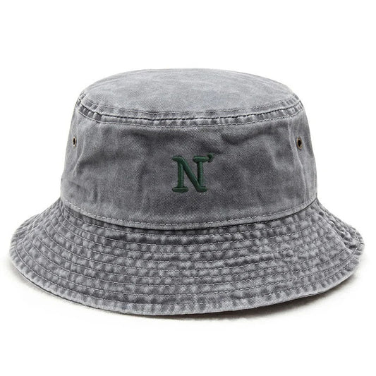 N Letter Washed Cotton Bucket Hat For Men Women