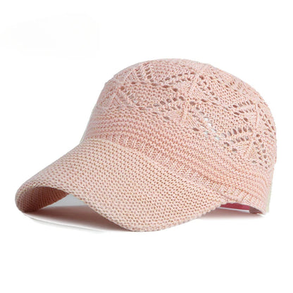 New Hollow Mesh Woman Baseball Cap Knitted Hats For Women Summer