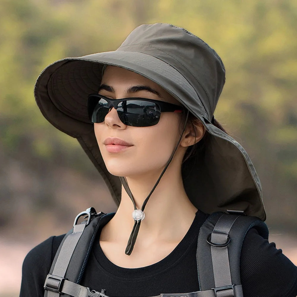 Wide Brim UV Protection Bonnet Bucket Hat